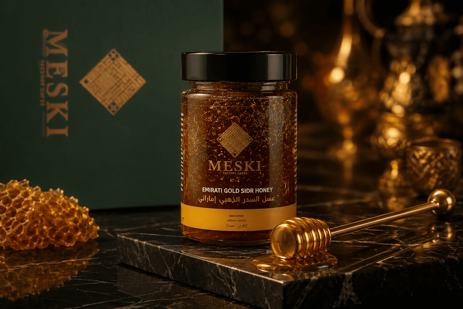 عسل السدر بالذهب عيار 23 قيراطاً — أفخم هدية في دبي والخليج