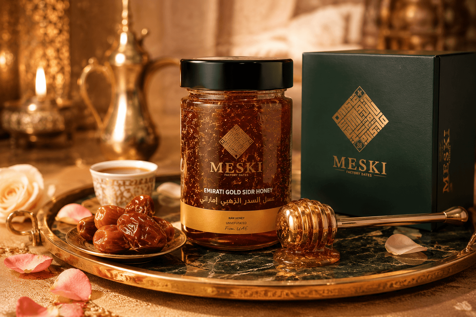 عسل السدر بالذهب Meski في إعداد فاخر عربي — دبي الإمارات الخليج